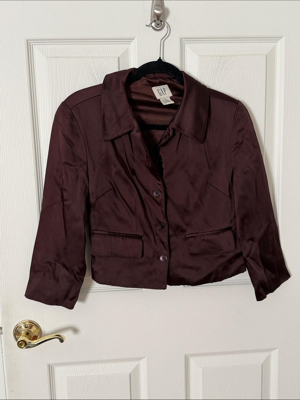 GAP vintage Women's Satin chocolate brown Tailored Jacket crop size 4